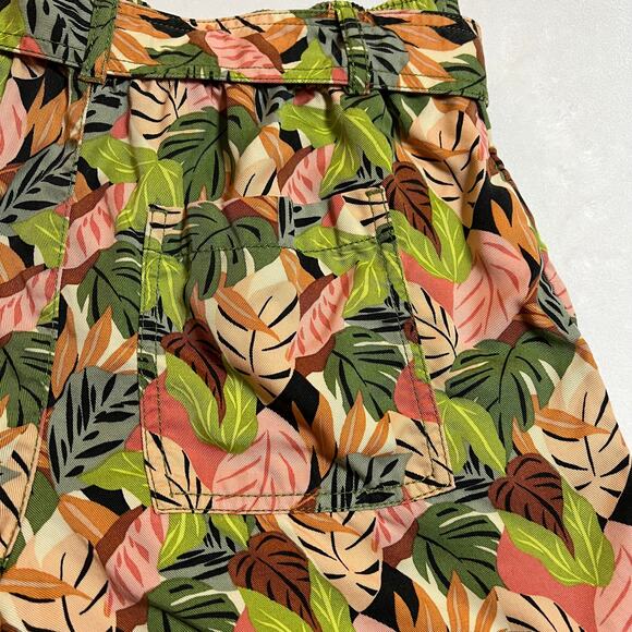 LOFT High Rise Palm Leaf Print Pleated Shorts w/ Belt Size X-Small Colorful - Picture 7 of 11